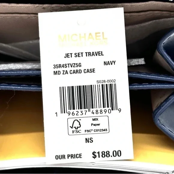 Michael Kors Medium ZA Card Case Wallet Navy Blue (NWT)